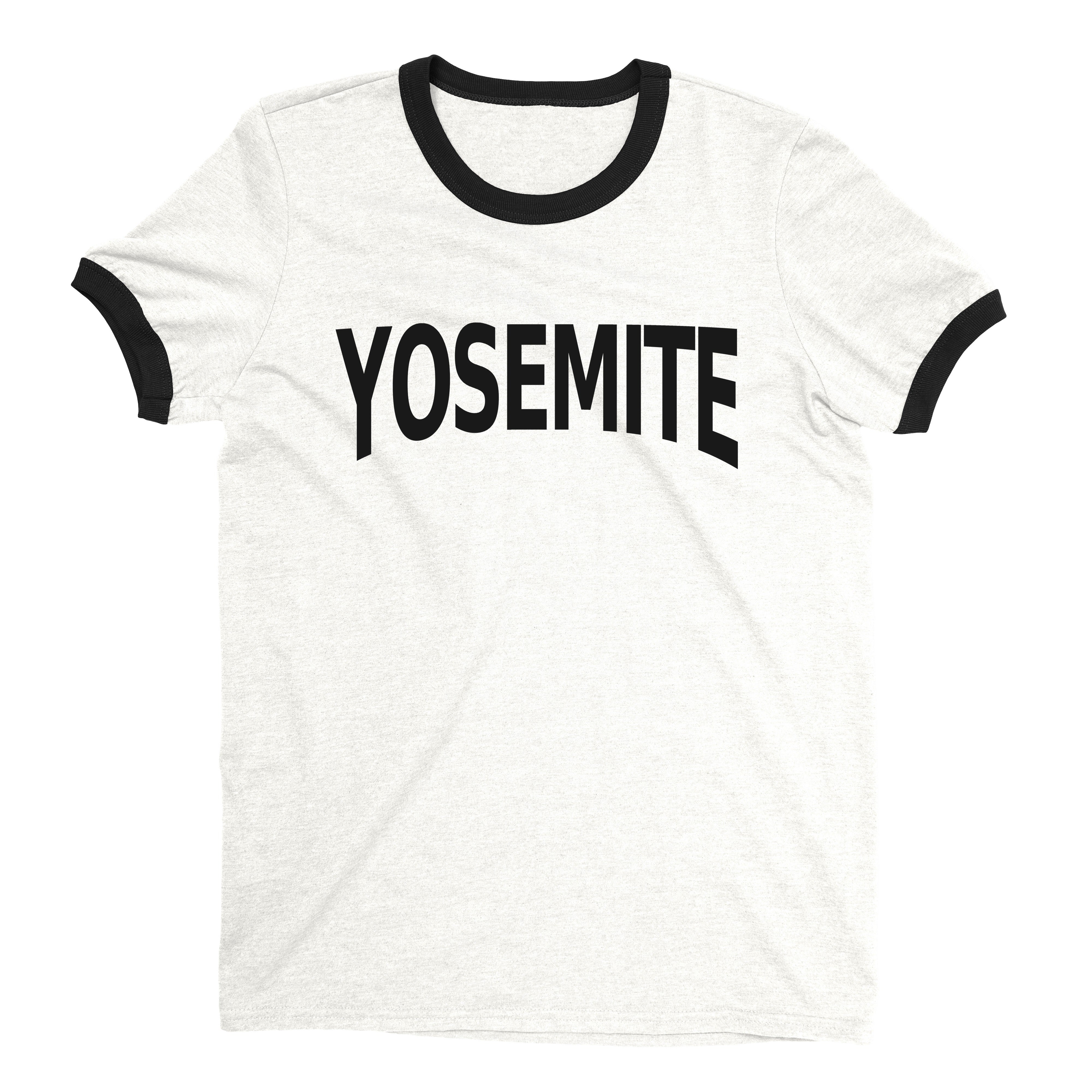 Yosemite National Park Ringer Tee Retro Style Men's T-Shirt - NYC Factory - White