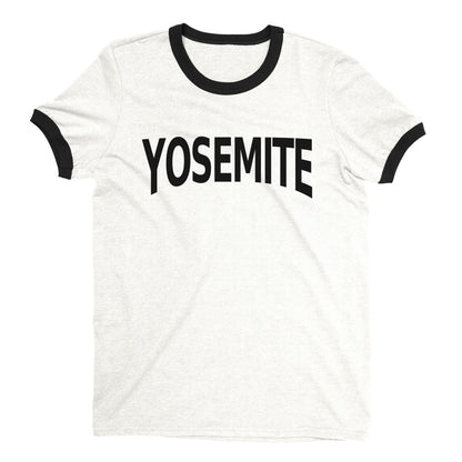 Yosemite National Park Ringer Tee Retro Style Men's T-Shirt - NYC Factory - White