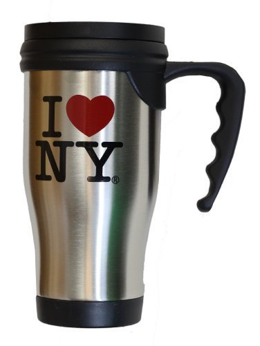 I Love NY Travel Mug Officially Licensed Heart New York Dept Cup Stainless Steel by City-Souvenirs