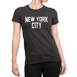 Ladies New York City T-Shirt Black White NYC Tee Womens