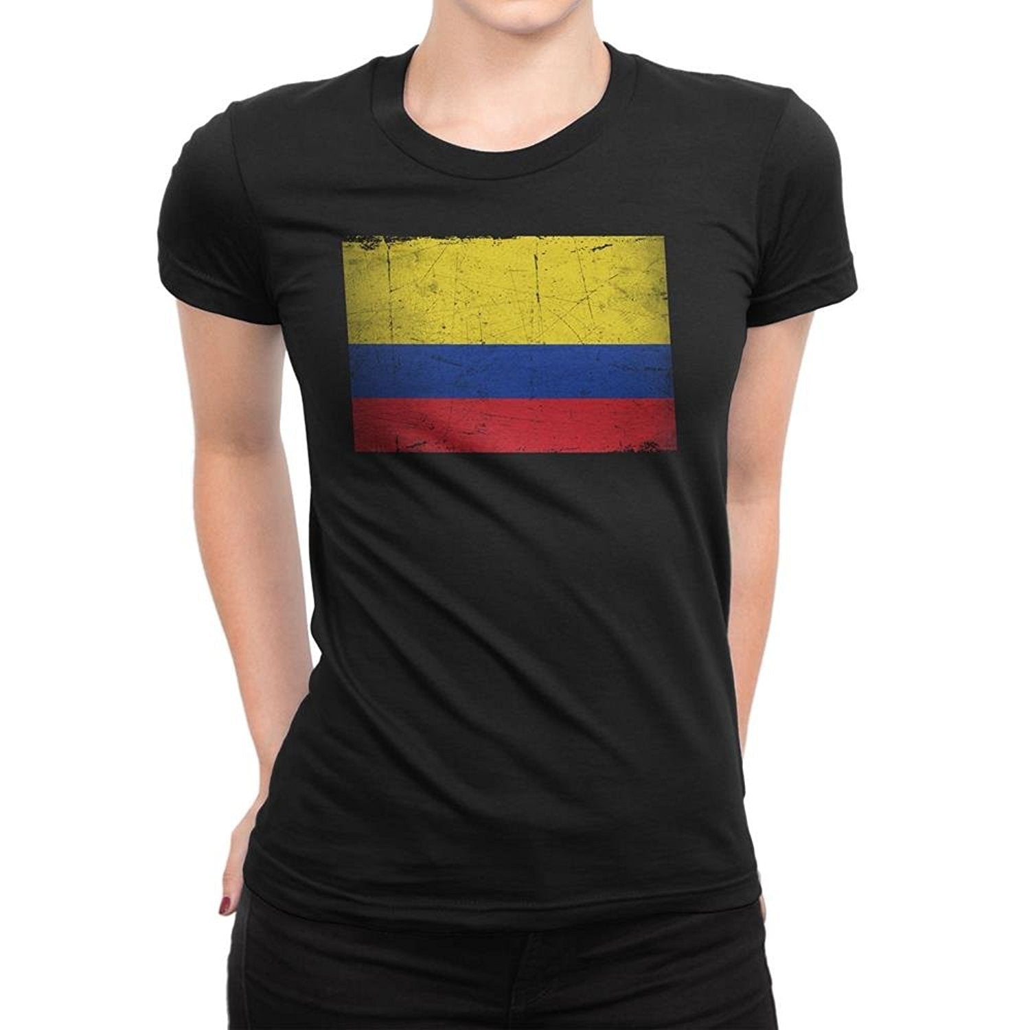 Colombia Flag Tee T-Shirt Ladies Womens Unisex Vintage Retro Shirt
