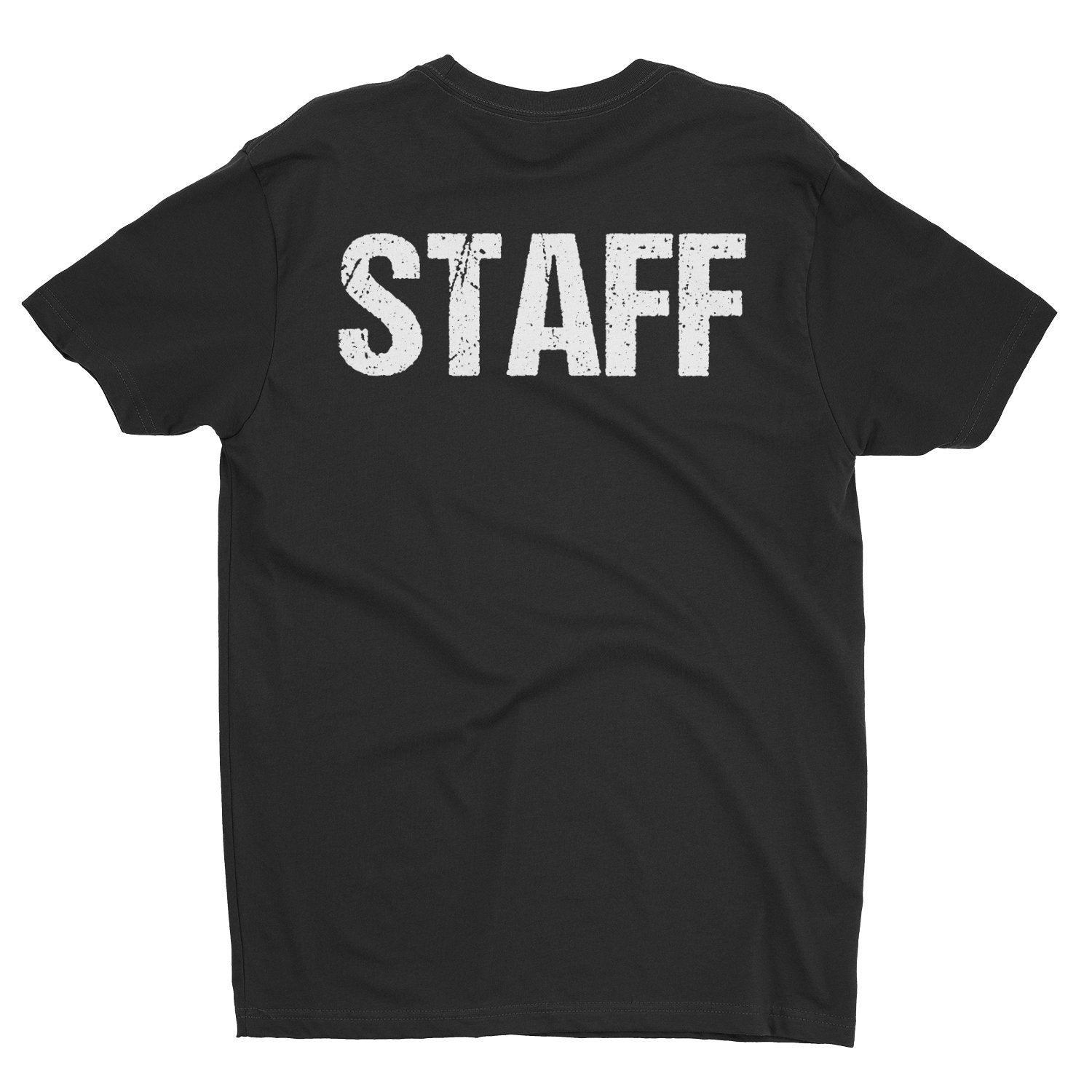 Men's Staff tee Design Screen Printed Front & Back (Distressed, Black & White)