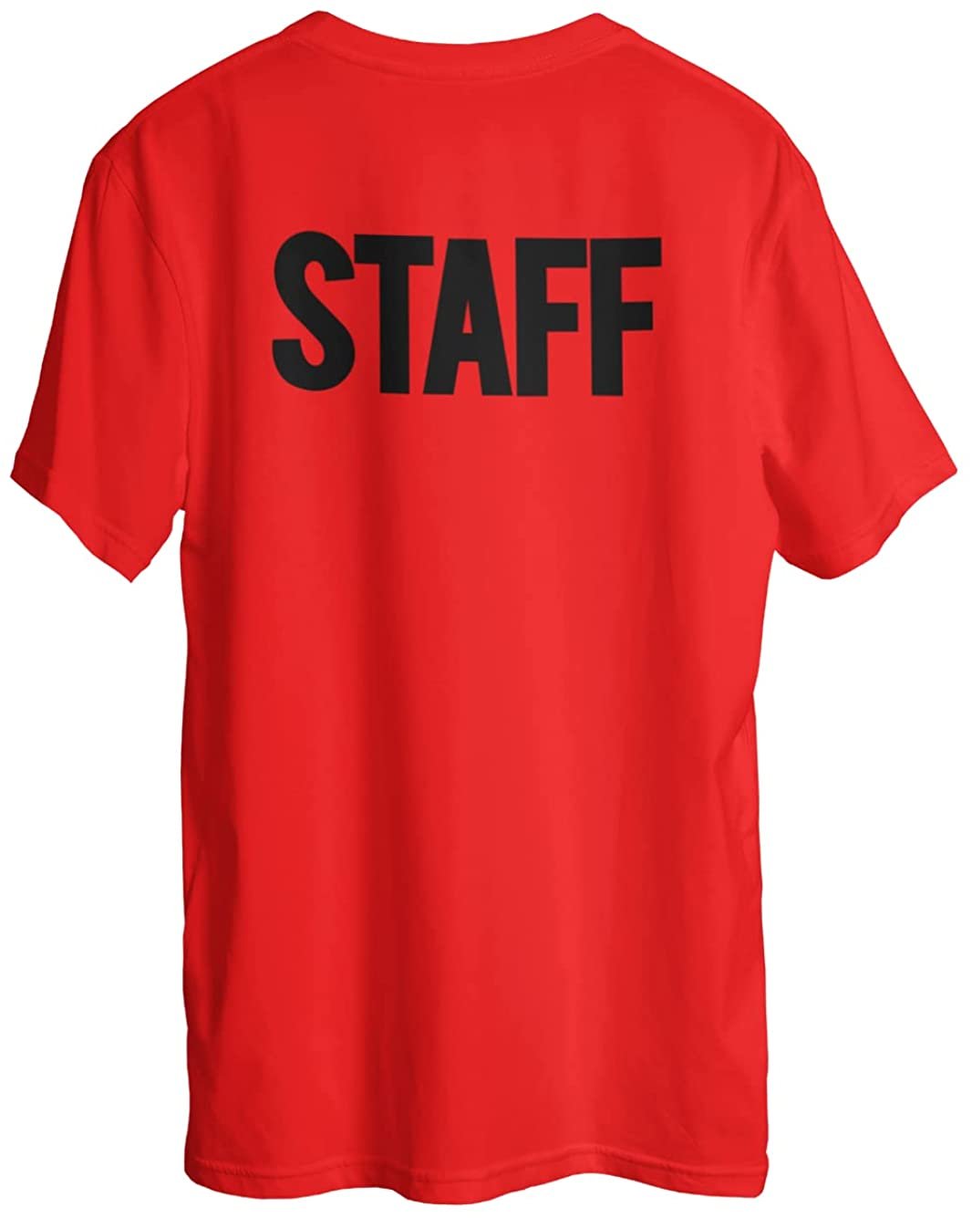 Men's Staff T-Shirt Front Back Screen Print Tee (Red & Black)
