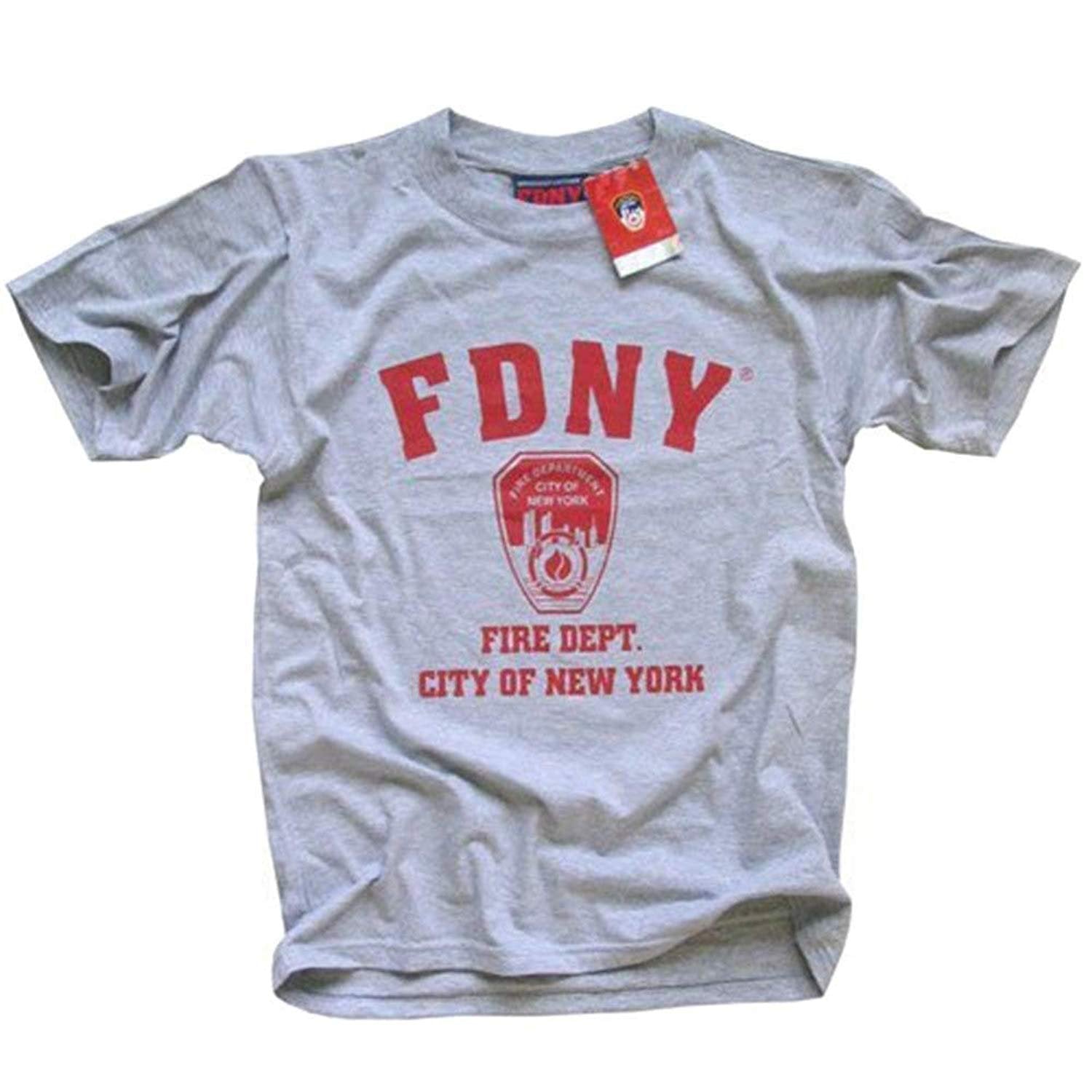 FDNY Kids Short Sleeve Screen Print T-Shirt Gray Red Print