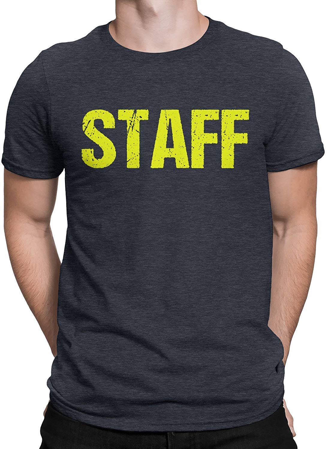 STAFF T-Shirt Charcoal Gray Mens Neon Tee Staff Event