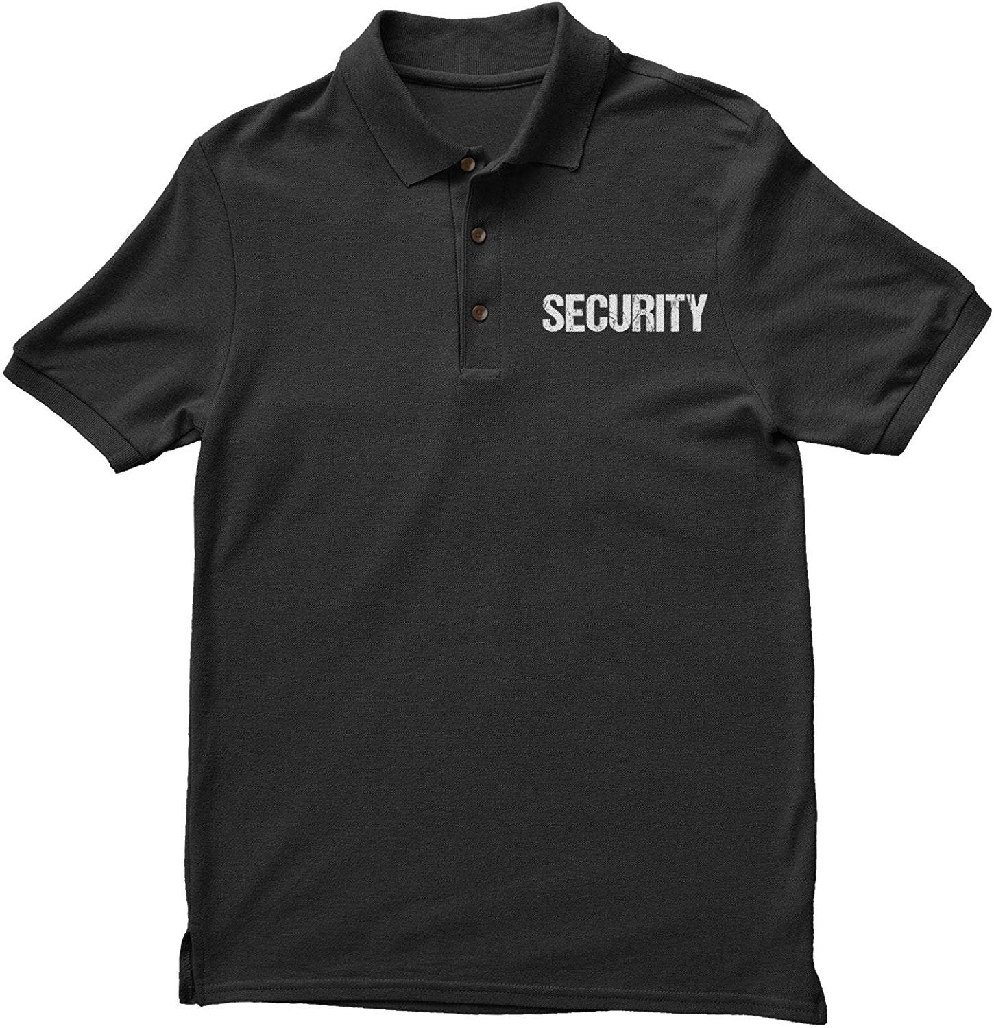 Security Polo Shirt Front & Back Print (Distressed, Black & White)