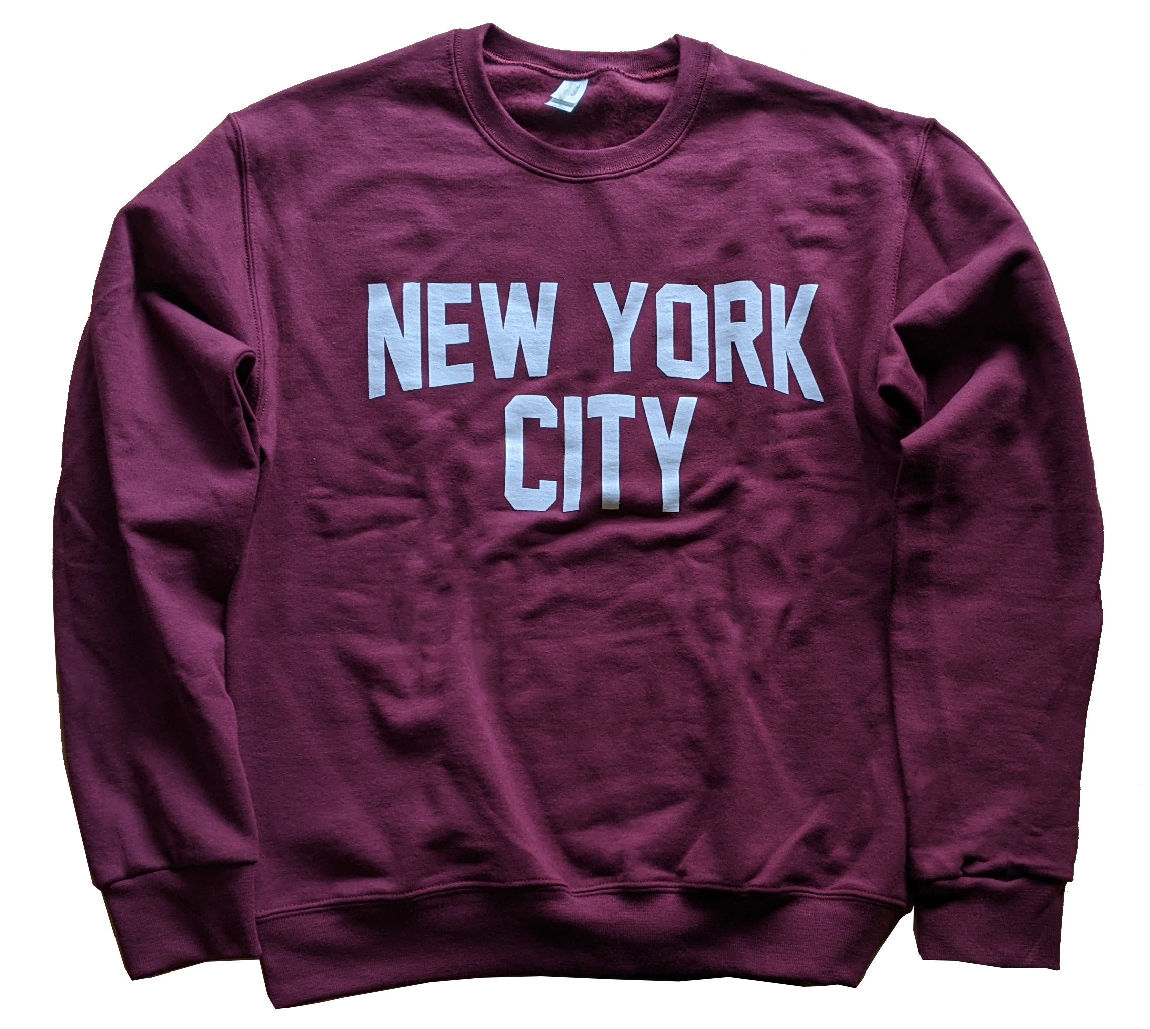 Adult Unisex New York City Crewneck Sweatshirt Maroon