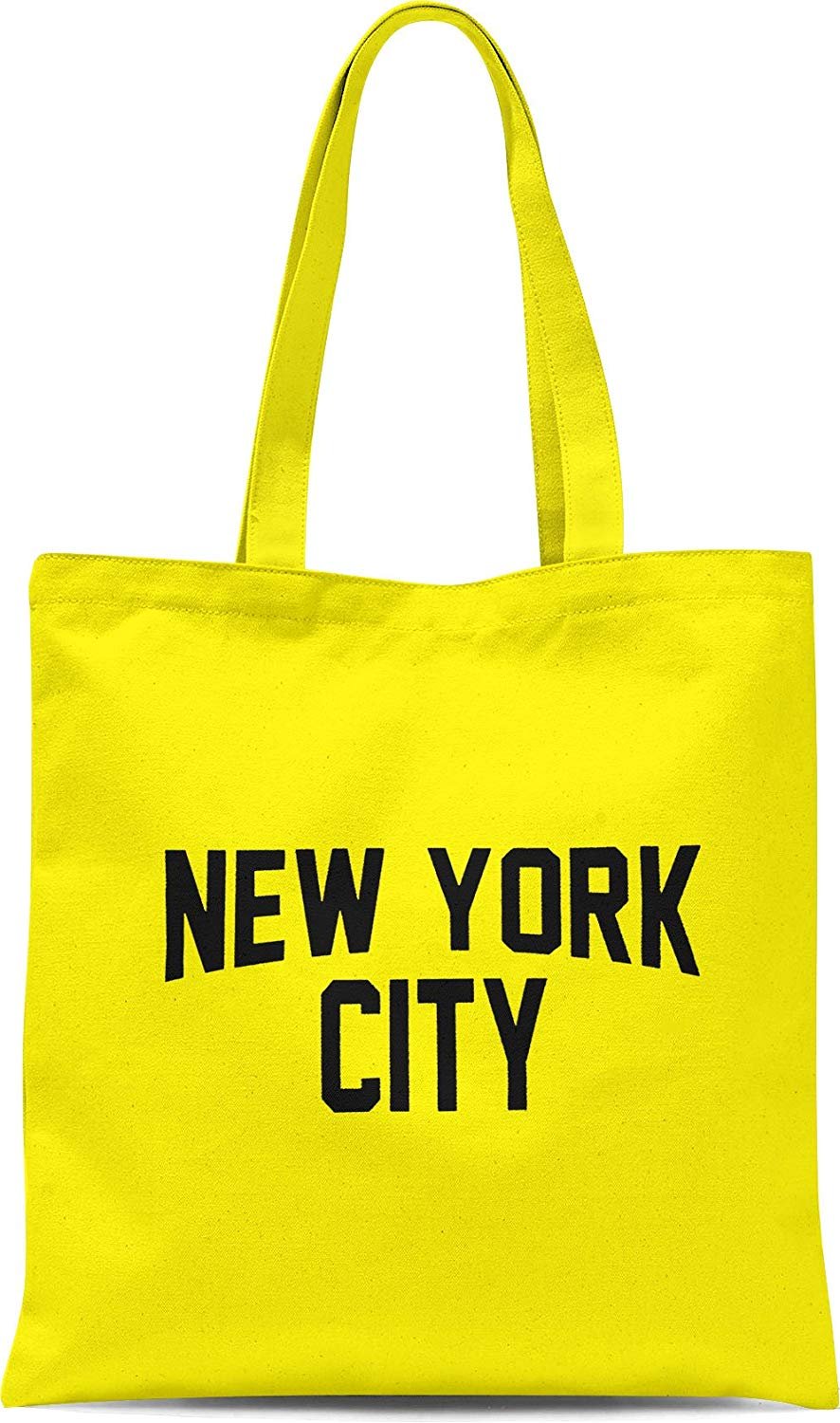 NYC Tote Bag New York City 100% Cotton Canvas Screenprinted (Yellow)