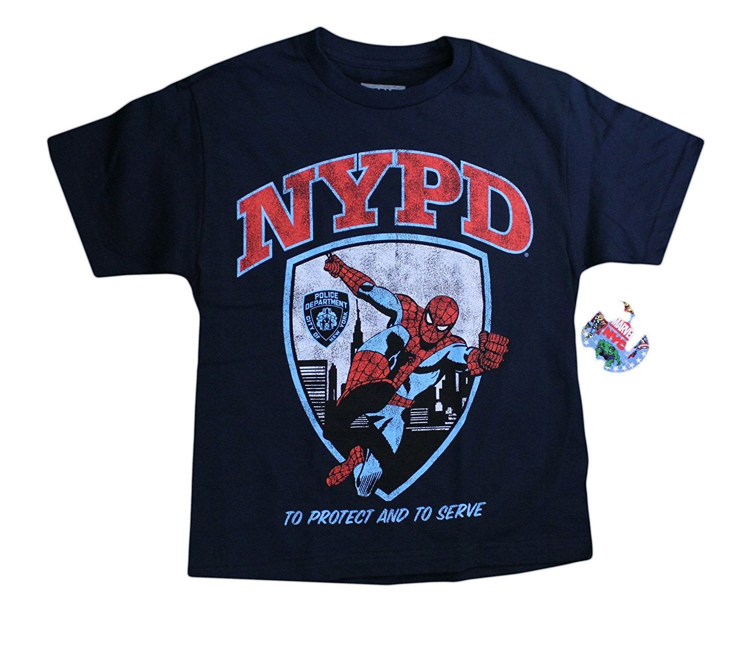 NYPD Marvel Kids Short Sleeve Screen Print T-Shirt Navy XS (2-4)