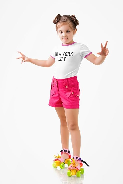 New York City Ringer T-Shirt (White & Pink, Toddler 5-6T)