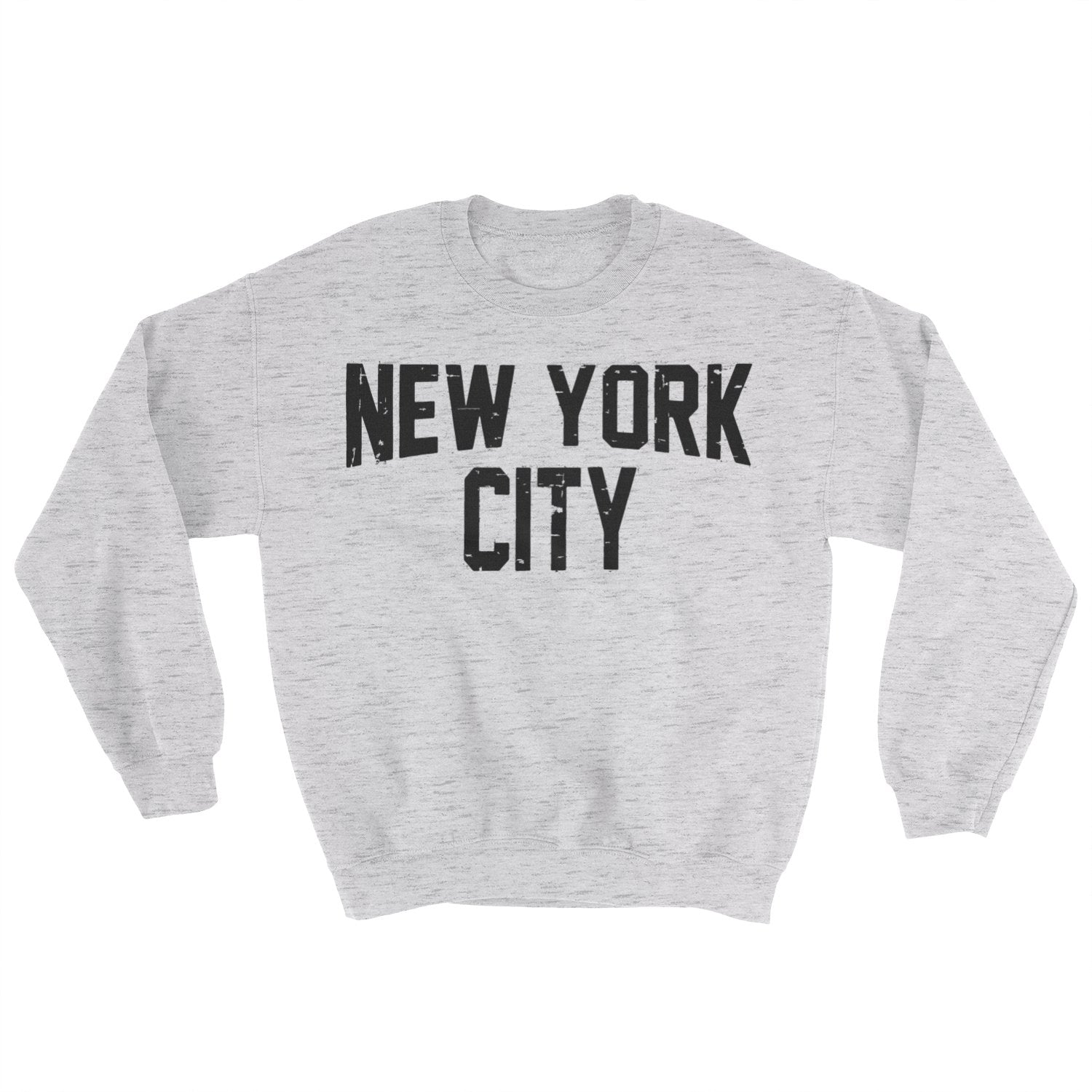 Distressed New York City Men's Shirt Ash Gray Lennon Crewneck Fleece Sweatshirt