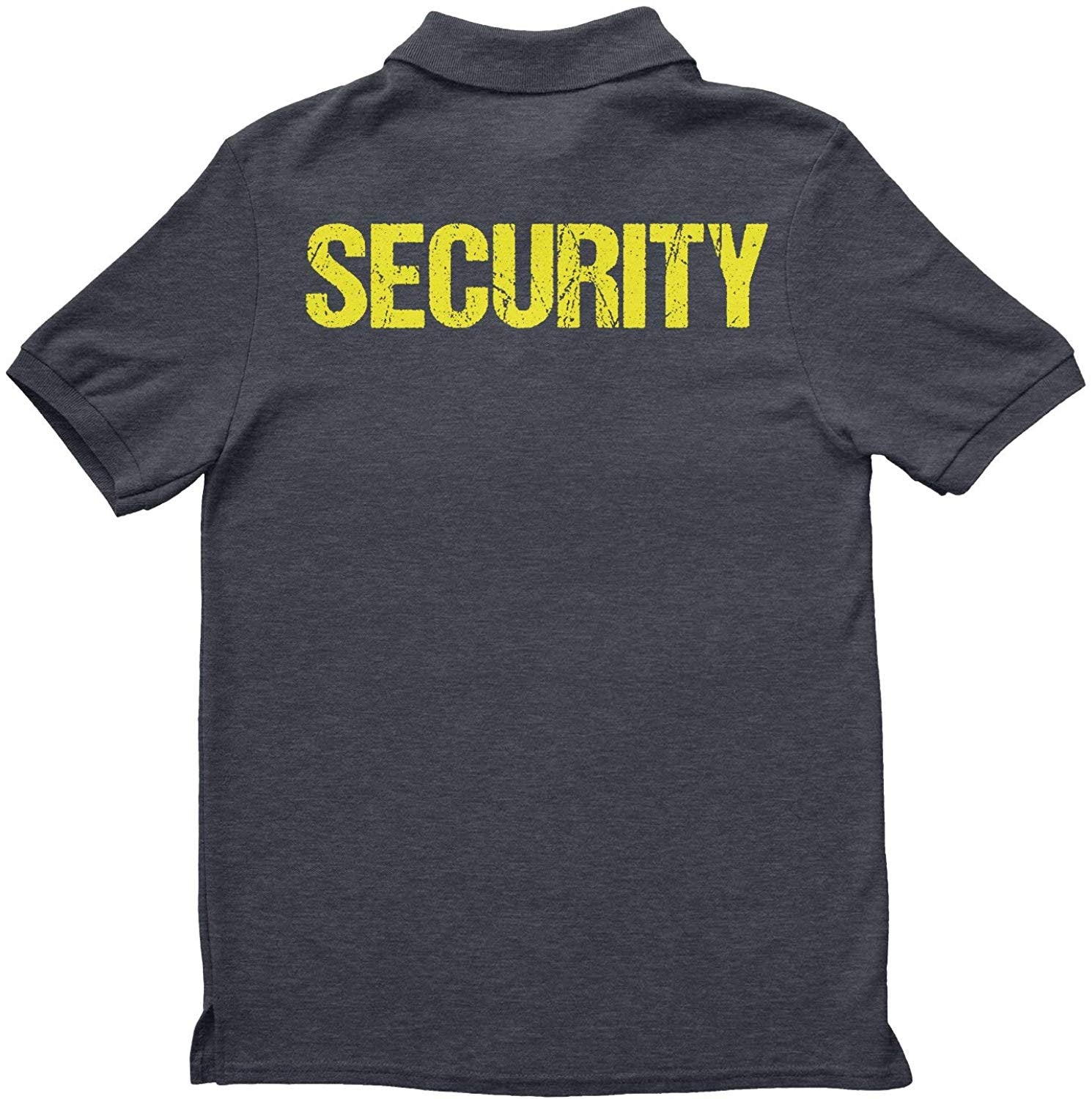 Security Polo Shirt Front & Back Print (Distressed, Charcoal & Neon)