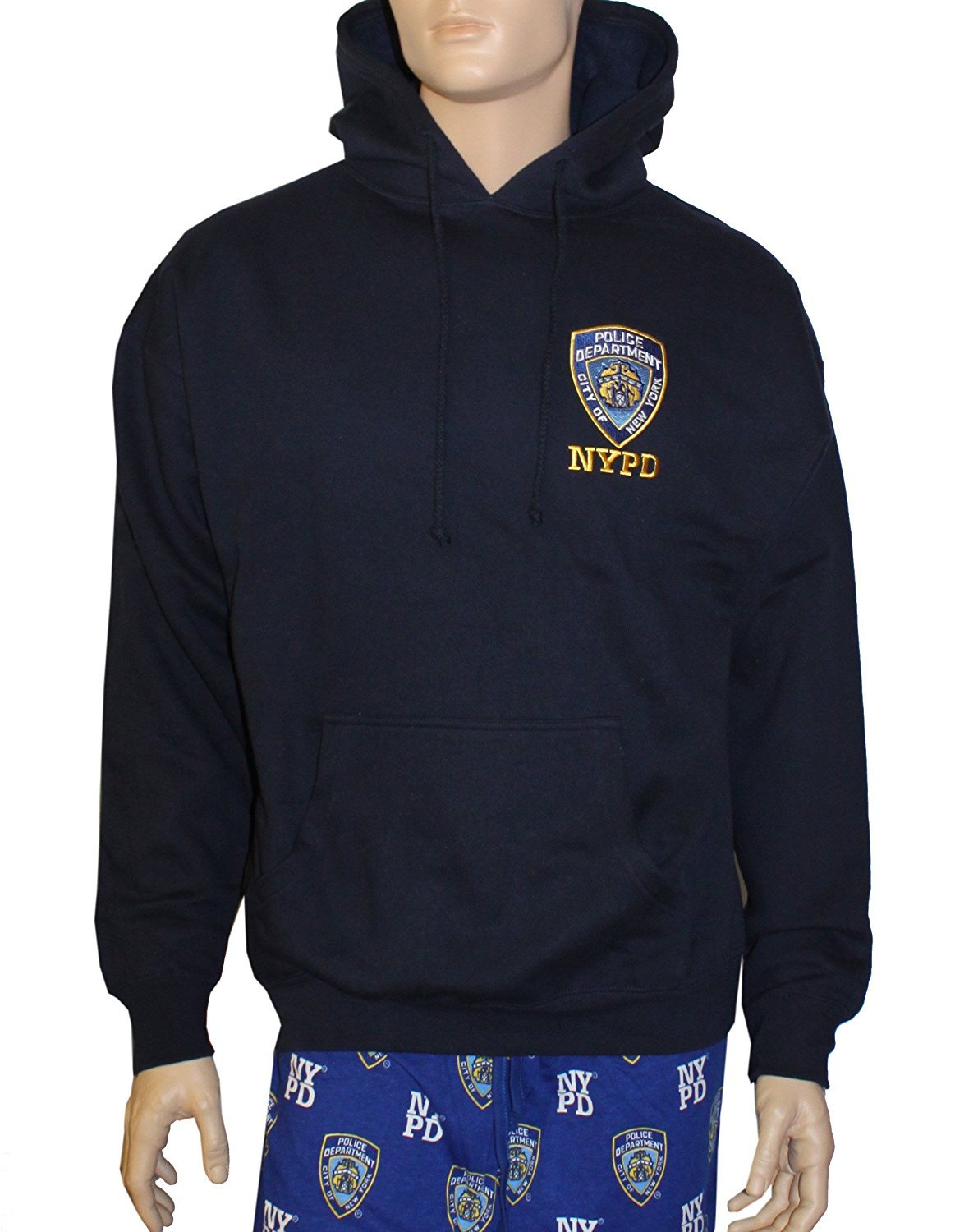 NYPD Embroidered Logo Hoodie Sweatshirt Navy Blue