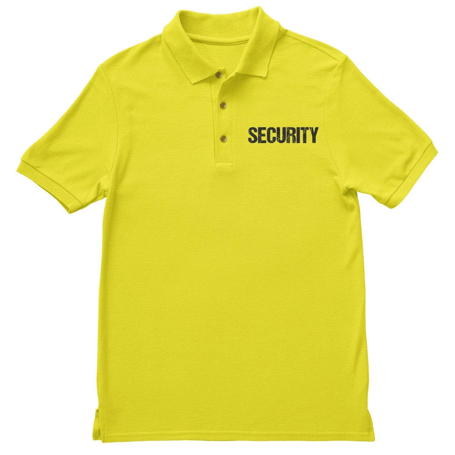 Security Polo Shirt Front & Back Print (Distressed, Safety Green & Black)