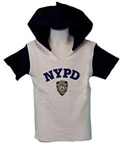 NYPD Kids Hooded T-Shirt Youth Boys Tee Blue White