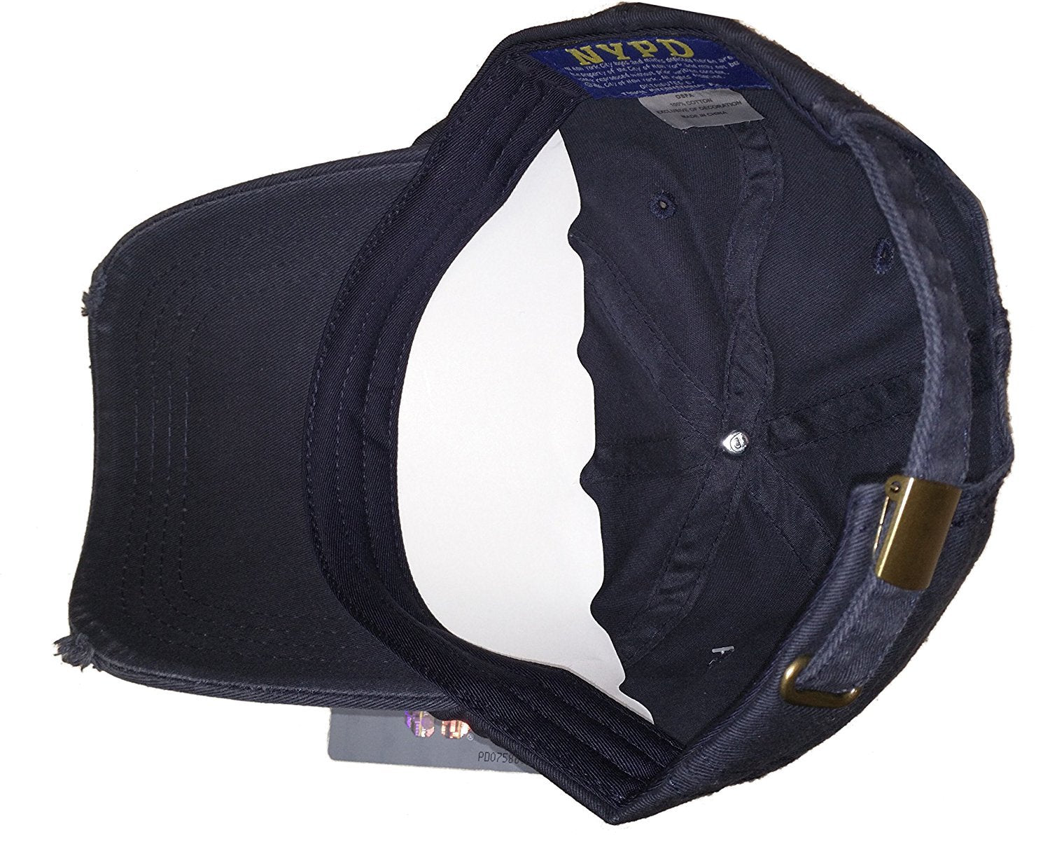 NYPD Baseball Hat New York Police Department Distressed White Logo Navy Blue