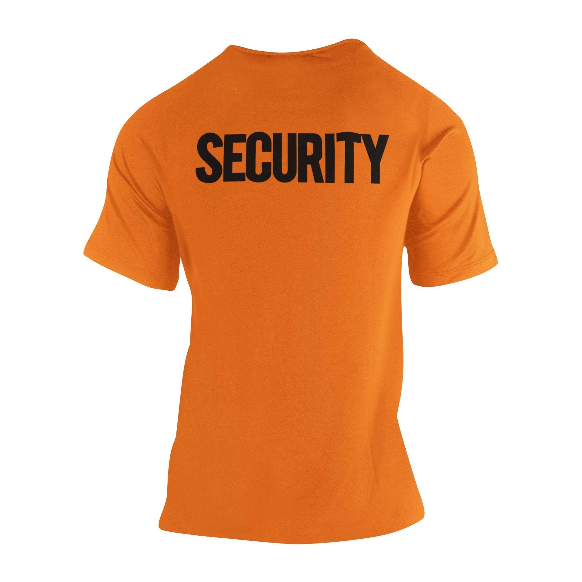 Men's Security Tee (Solid Design, Front & Back Print, Orange & Black)