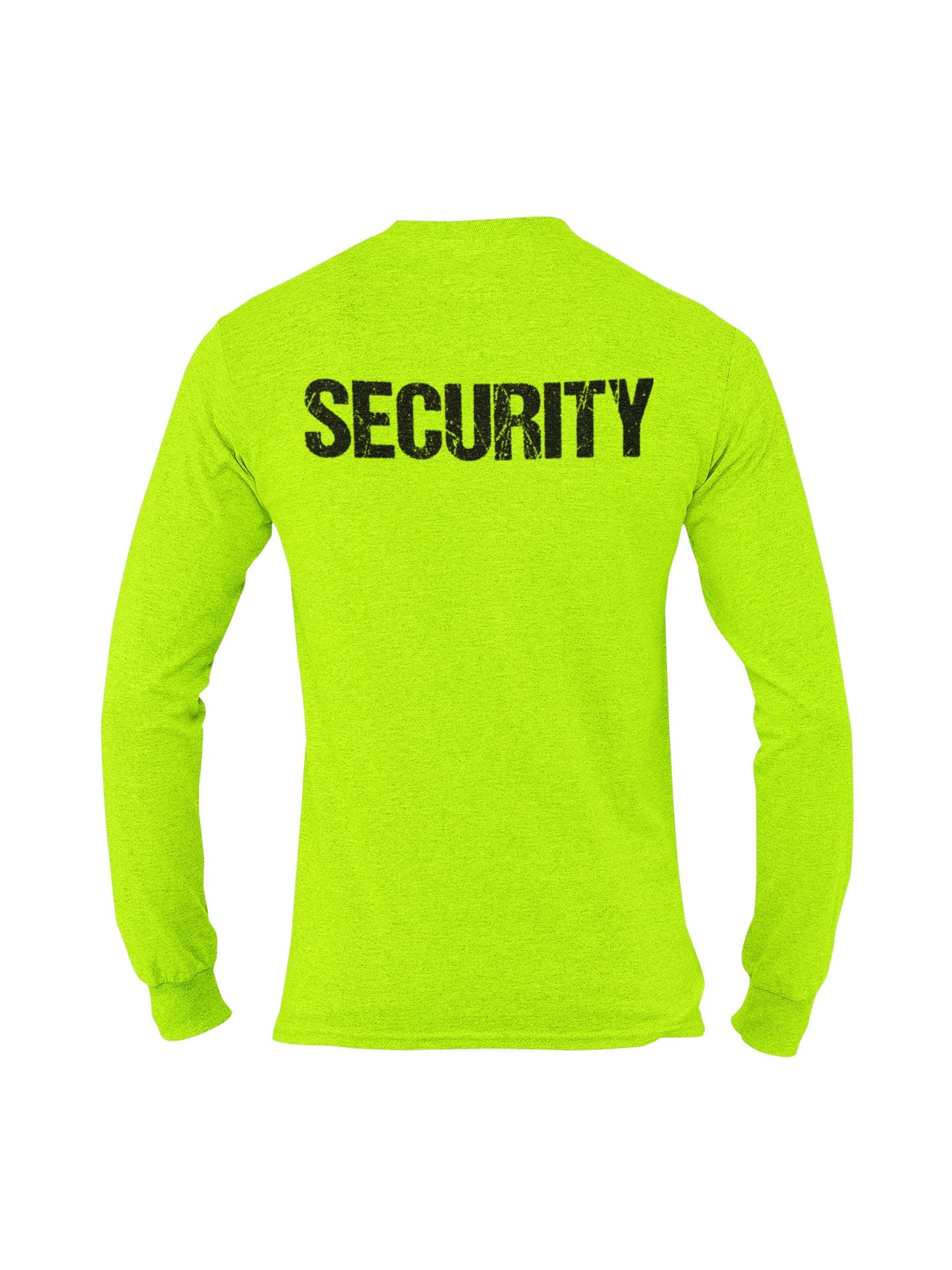 Security Long Sleeve Men's T-Shirt (Distressed Design, Safety Green)