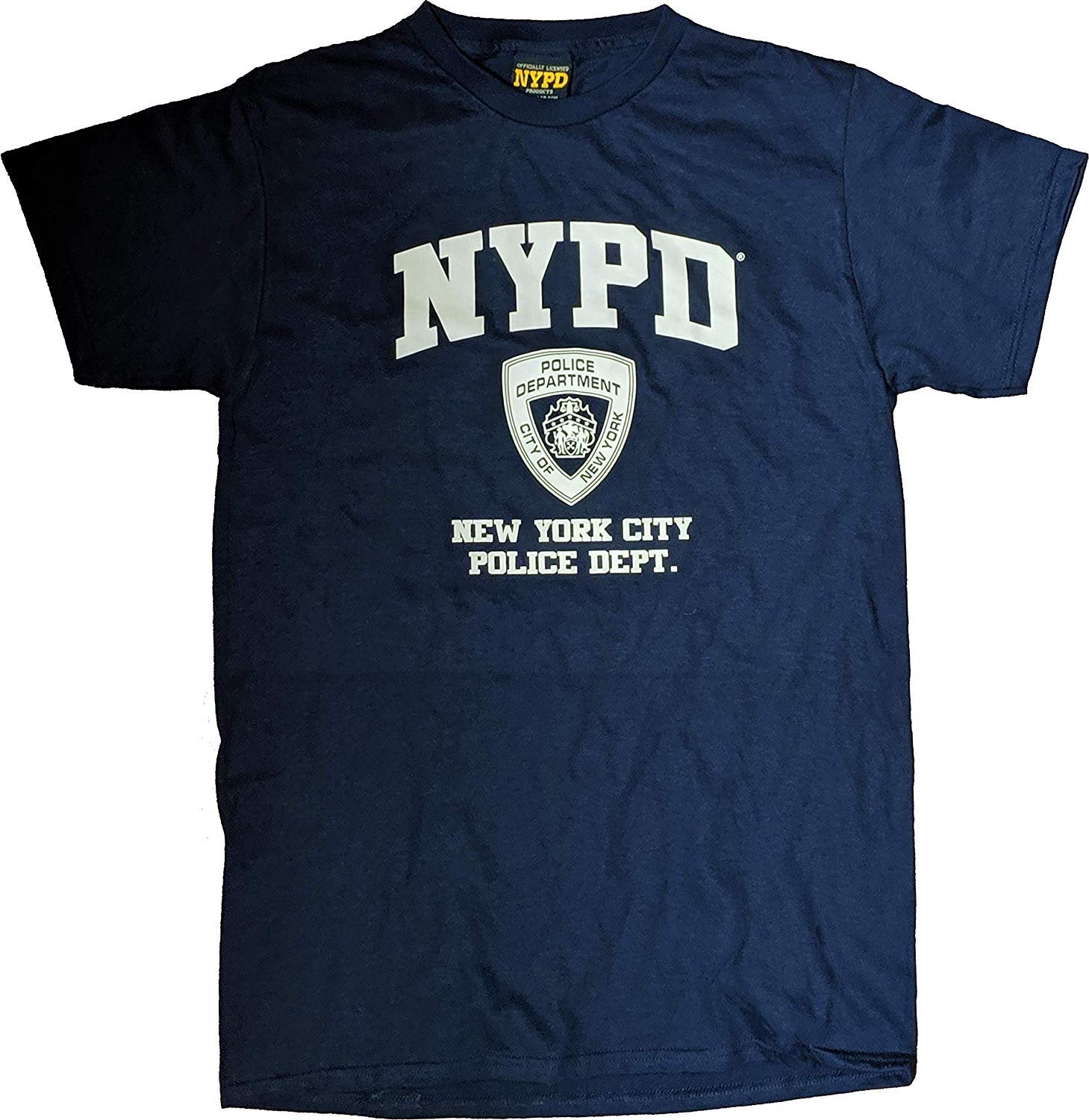 NYPD Men's T-Shirt Officially Licensed (Navy Blue / White)