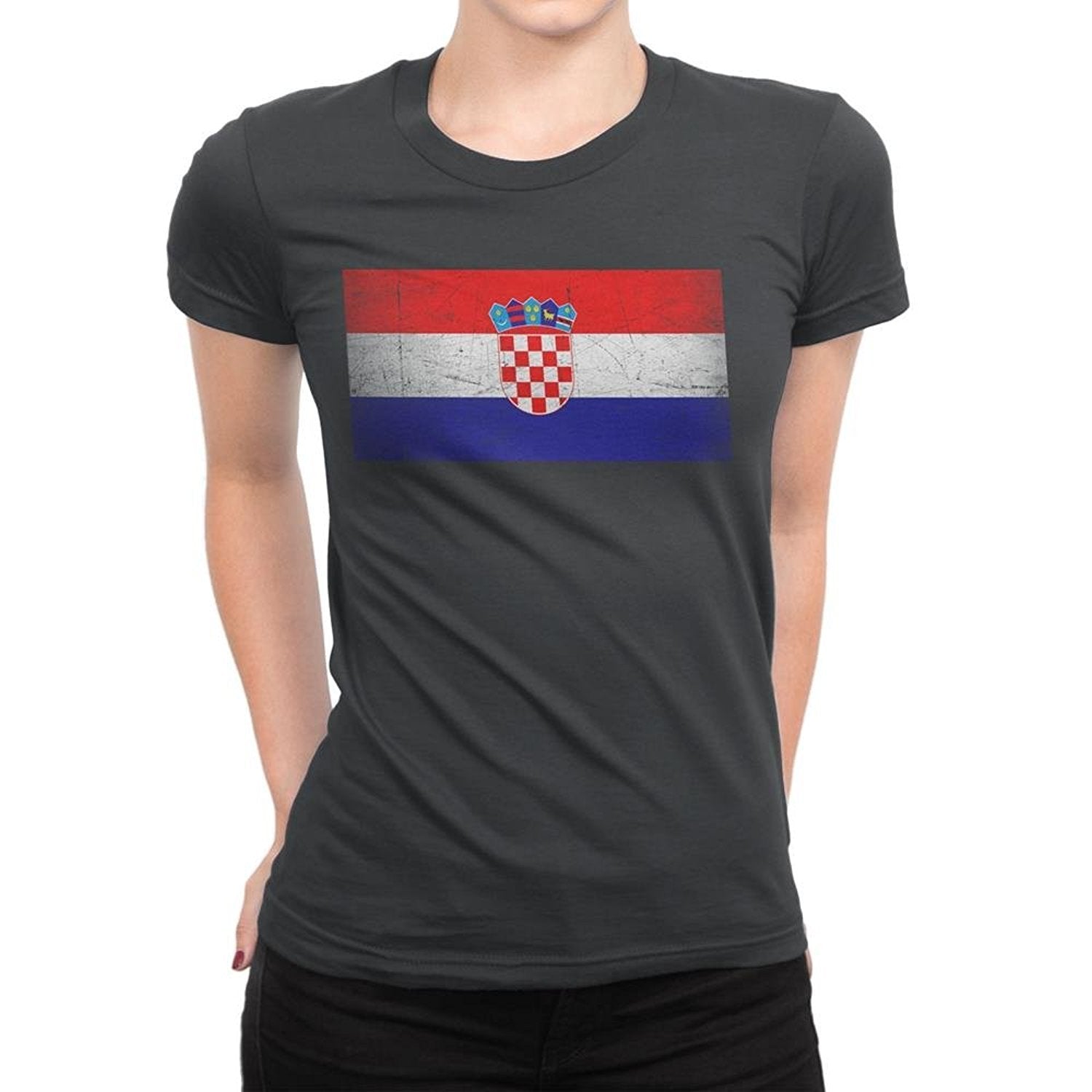 Croatia Flag Tee Ladies T-Shirt Womens Vintage Retro I Shirt