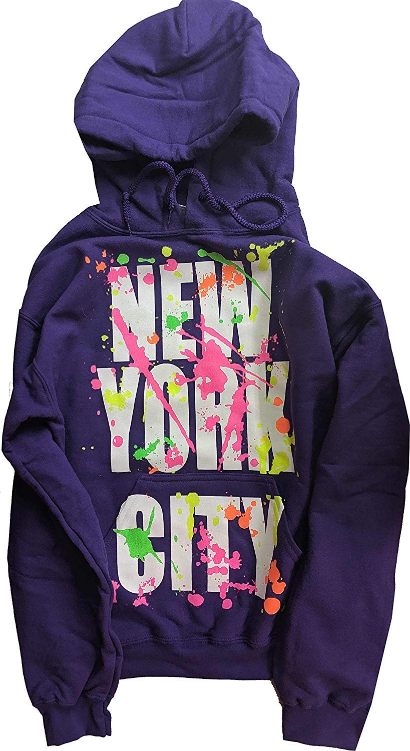 New York Paint Splash Hoodie Sweatshirt Adult Unisex Purple