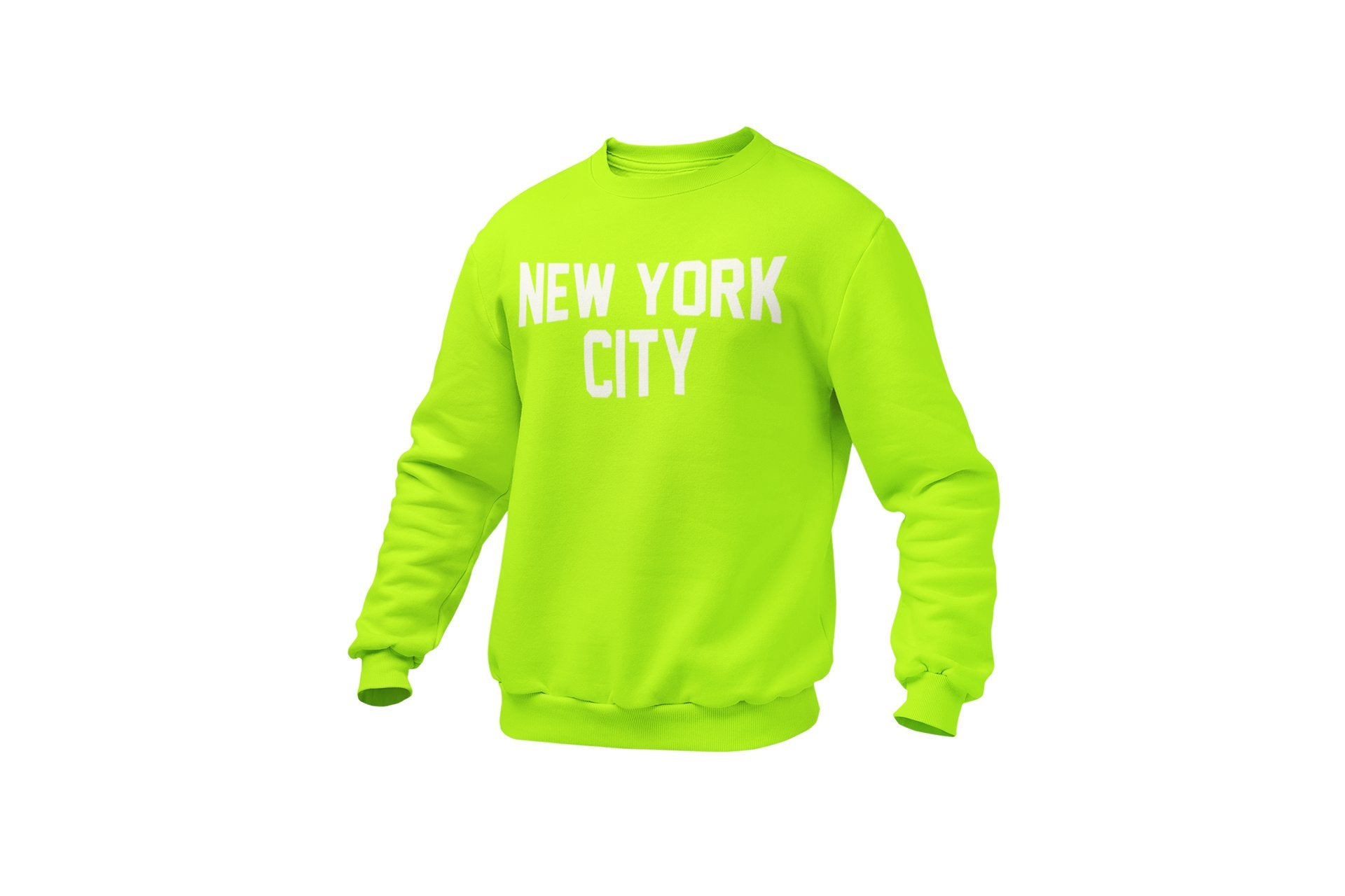New York City Crewneck Sweatshirt (Safety Green & White)