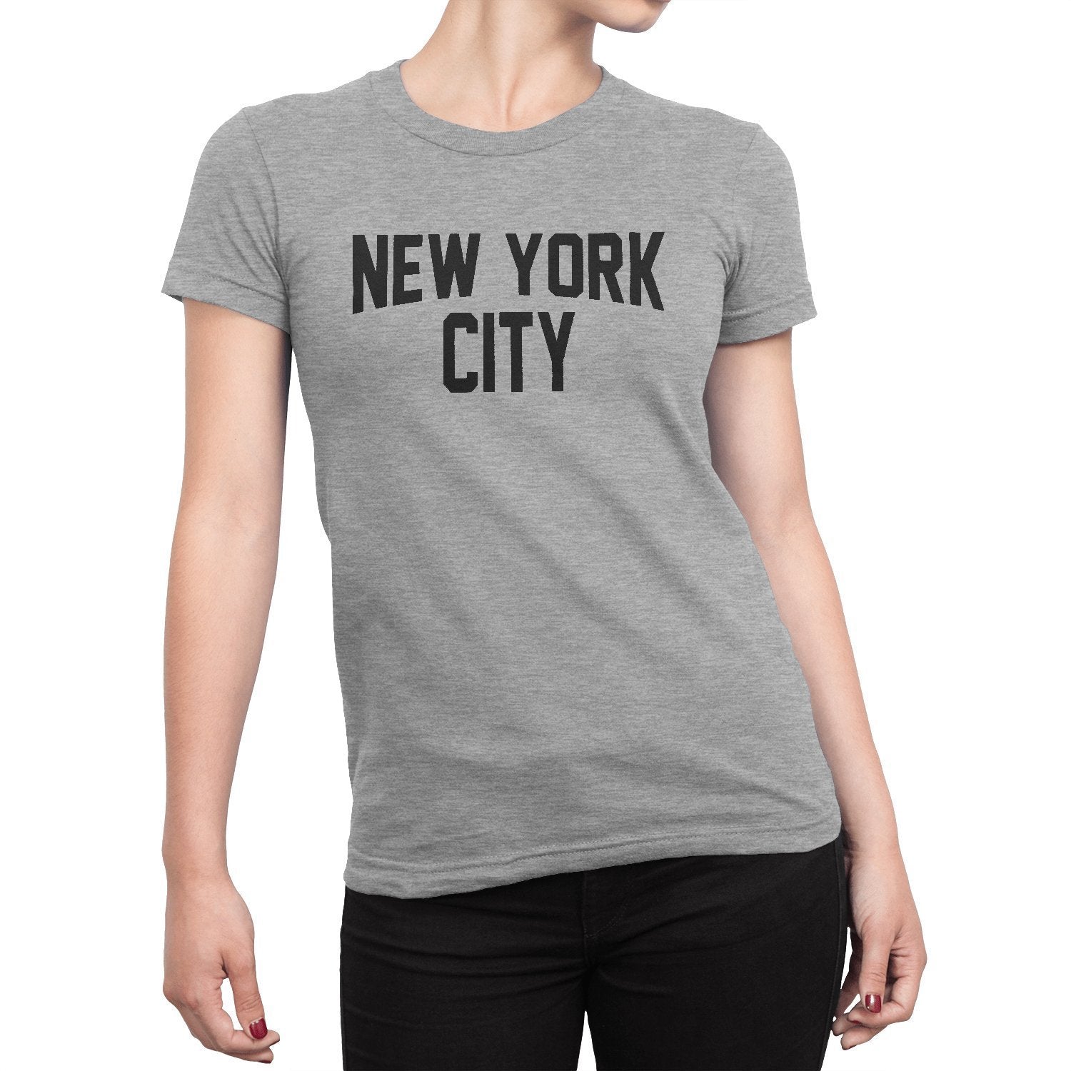Ladies New York City T-Shirt Gray Black NYC Tee Womens