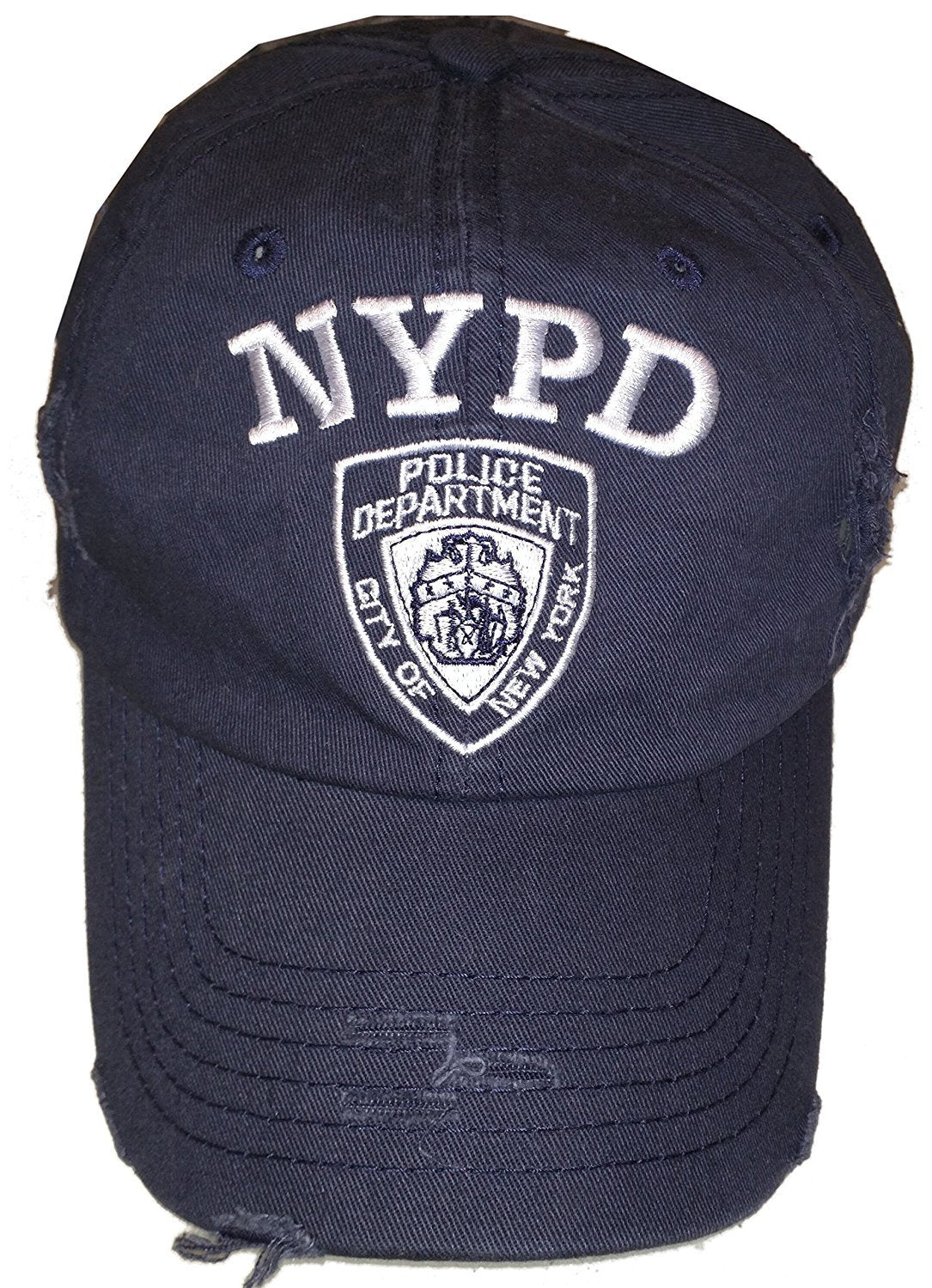 NYPD Baseball Hat New York Police Department Distressed White Logo Navy Blue