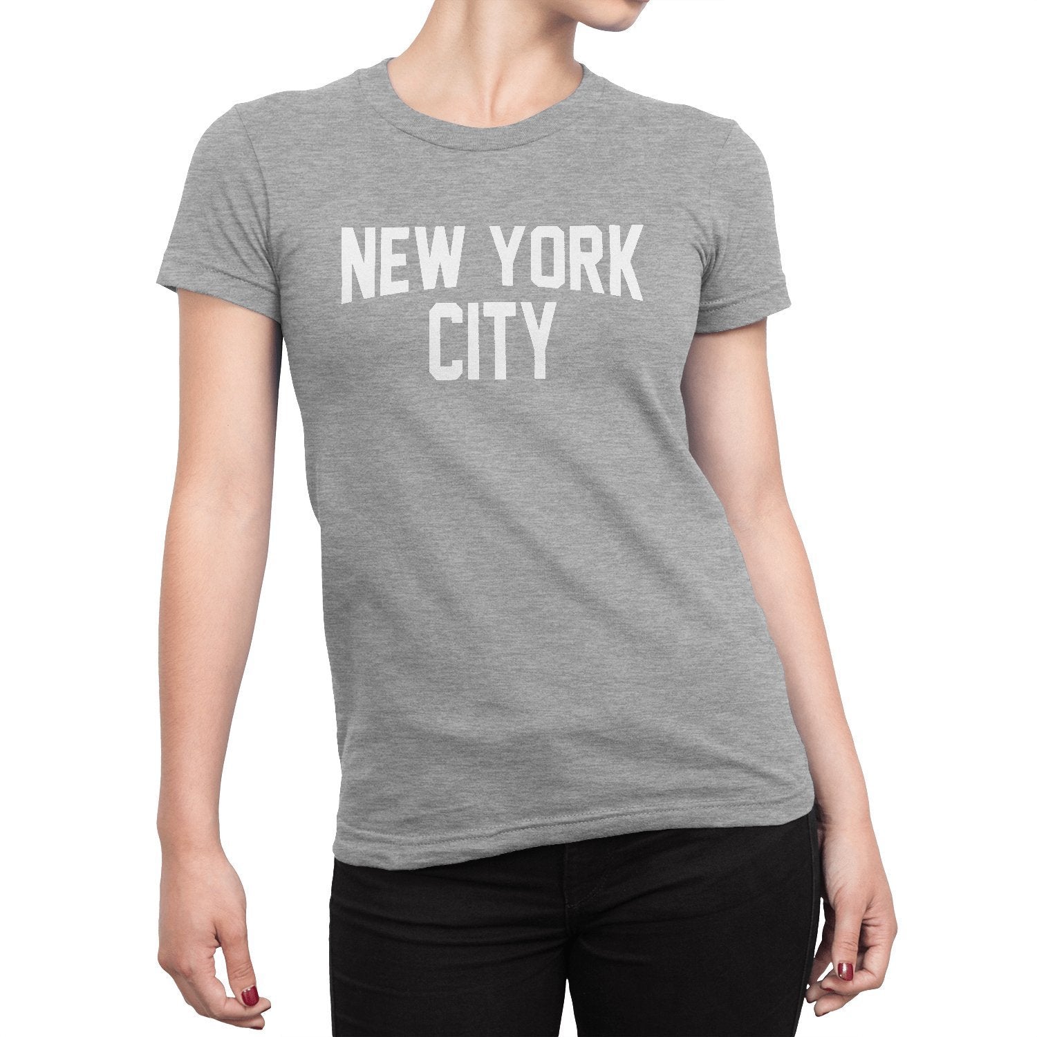 Ladies New York City T-Shirt Gray White NYC Tee Womens
