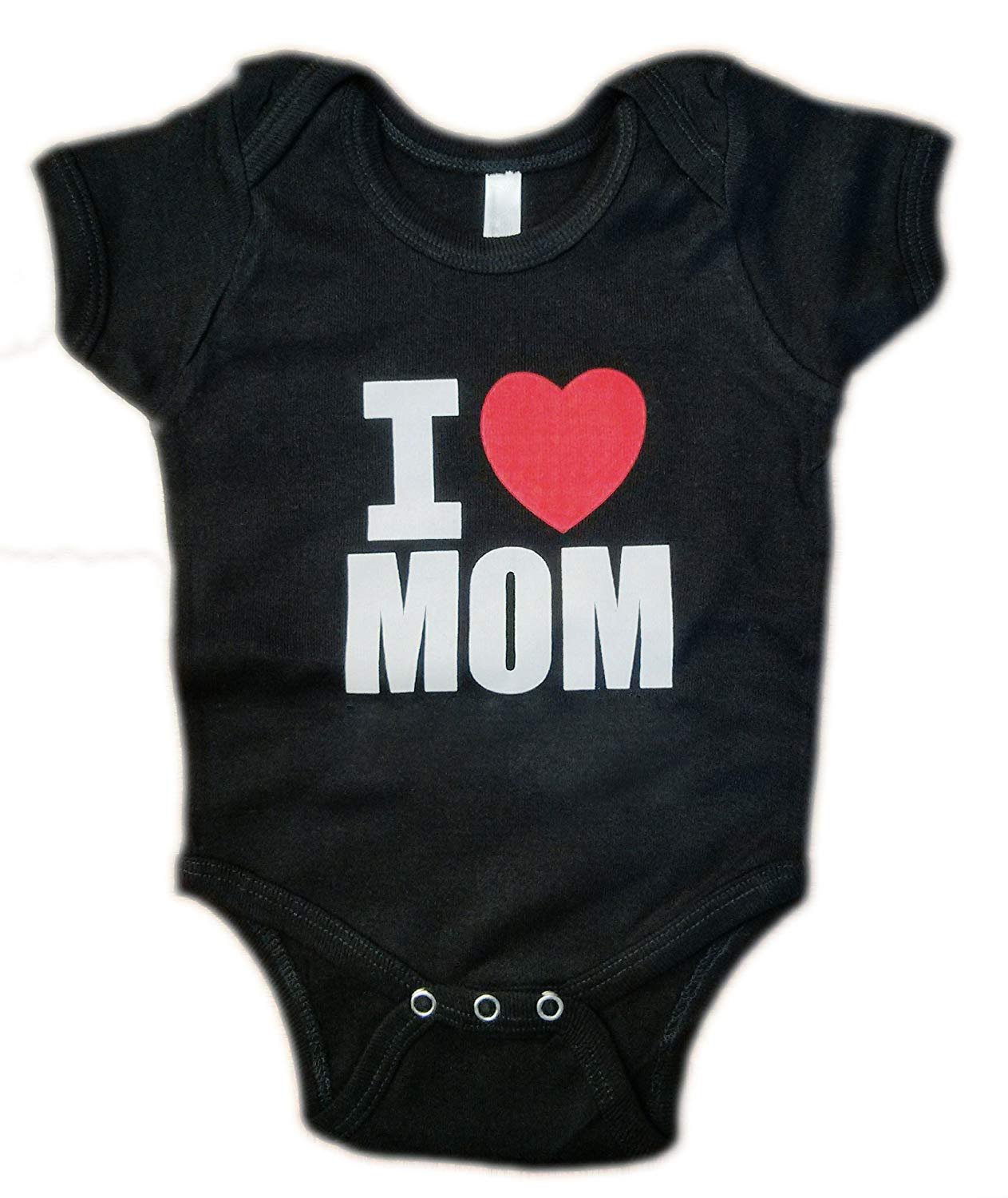 I Heart Mom Baby Bodysuit Black Mothers Day Gift Girls Love Mommy Shirt