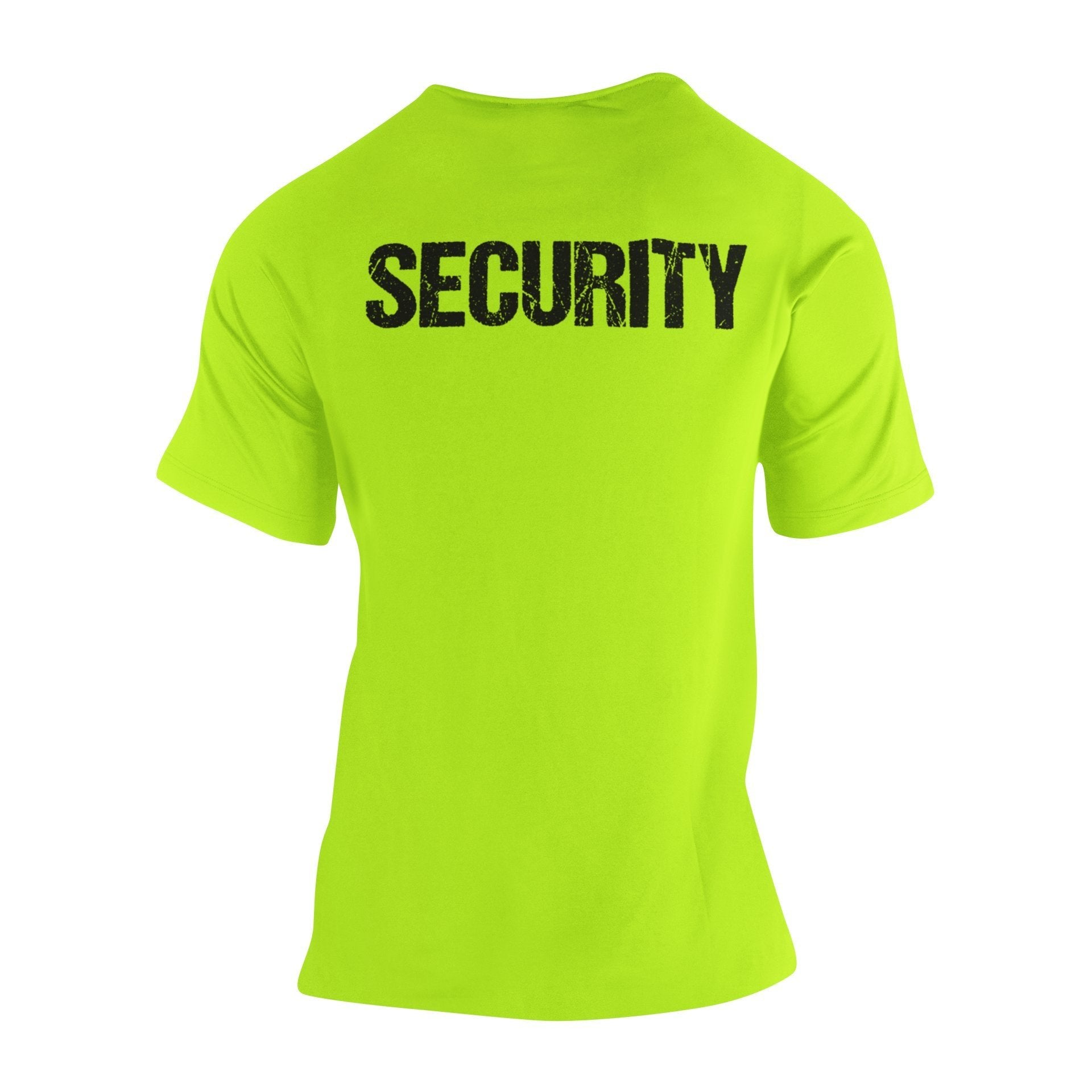 Men's Security T-Shirt (Distressed Design, Safety Green /  Black)